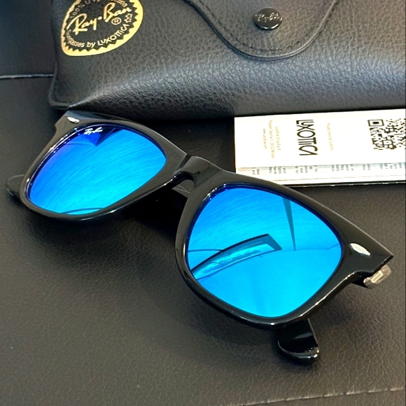 LIKE NEW RayBan Wayfarer RB2140 Blue Mirror Ray ban sunglasses - Picture 4 of 16